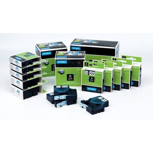 NASTRO DYMO D1 45013 12X7 NERO/BIAN.5PZ.                    