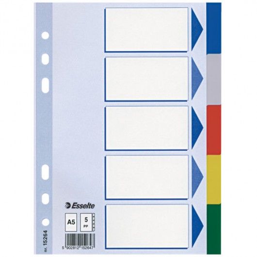 RUBR.ESSELTE A/5 PVC COL. 5 TASTI 15264                     