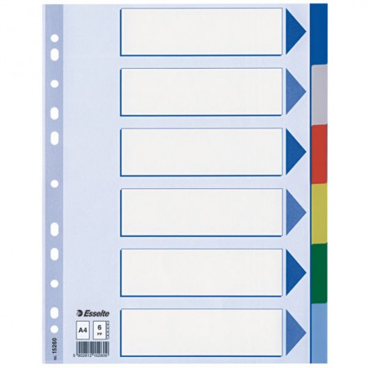 RUBR.ESSELTE A/4 PVC COL. 6 TASTI 15260                     